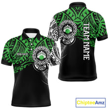 Load image into Gallery viewer, Personalized Black and Green Tribal pattern Mens Bowling Shirts Custom Team Bowling outfit for men NQS10763