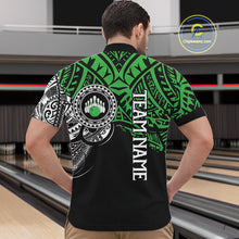 Load image into Gallery viewer, Personalized Black and Green Tribal pattern Mens Bowling Shirts Custom Team Bowling outfit for men NQS10763