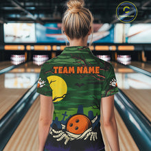 Load image into Gallery viewer, Funny Halloween Bowling Polo, Quarter Zip Shirts For Women Custom Halloween Team Bowling Jersey NQS10765