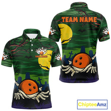 Load image into Gallery viewer, Funny Halloween Bowling Polo, Quarter Zip Shirts For Men Custom Halloween Team Bowling Jersey NQS10765