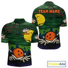Load image into Gallery viewer, Funny Halloween Bowling Polo, Quarter Zip Shirts For Men Custom Halloween Team Bowling Jersey NQS10765