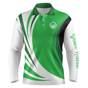 Mens polo golf shirts custom name green and white golf shirt, team golf shirts mens NQS8815