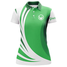 Load image into Gallery viewer, Women golf polo shirt custom name green and white golf shirt, team golf shirts ladies NQS8815