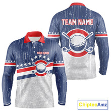 Load image into Gallery viewer, Red, White and Blue Grunge Mens Golf Polo Shirts Custom Patriotic Team Golf Outfit For Men NQS11344