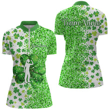 Load image into Gallery viewer, Green glitter shamrock clover Darts Shirts For Women custom St Patrick day Dart Team Jersey NQS9464