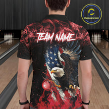 Load image into Gallery viewer, Red Flame American Flag Eagle bowling shirts for Men Custom Bowling Team Jersey, gift for Bowler NQS11556
