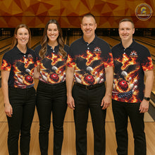 Load image into Gallery viewer, Custom Flame American Flag Eagle Bowling Shirts, Patriotic Eagle Bowling Team Jerseys For Women NQS11560