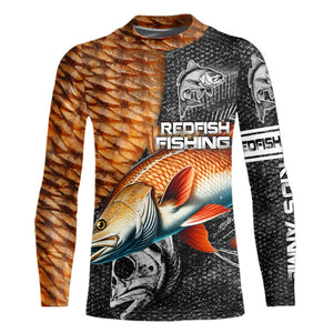 Redfish puppy drum tackle fishing shirts for men Long Sleeve UV protection Custom gift for anglers NQS1374