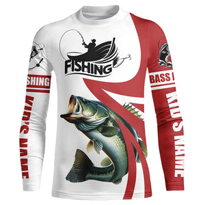 Largemouth bass fishing Custom Name sun protection long sleeve fishing shirts for men, women | Red NQS4817