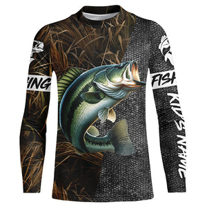 Largemouth Bass Fishing Camo Custom long sleeve Fishing Shirts, Personalized bass fishing jerseys NQS5078