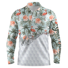 Load image into Gallery viewer, Tropical palm trees flamingo hibiscus pattern custom mens golf polo shirts team golf shirts for mens NQS5586