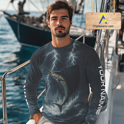 Sailfish fishing Lightning thunder Custom UV protection Sailfish fishing long sleeve shirt jerseys NQS10036