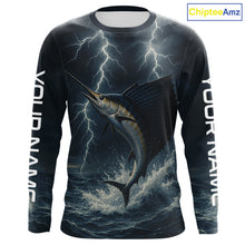 Load image into Gallery viewer, Sailfish fishing Lightning thunder Custom UV protection Sailfish fishing long sleeve shirt jerseys NQS10036