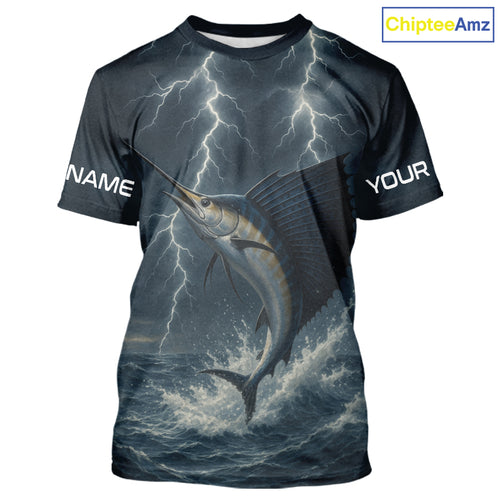 Sailfish fishing Lightning thunder Custom UV protection Sailfish fishing long sleeve shirt jerseys NQS10036