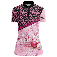 Load image into Gallery viewer, Pink and black ribbon pattern Bowling Shirt For Women Custom Breast Cancer Awareness bowling jerseys NQS7949