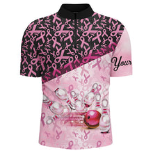 Load image into Gallery viewer, Pink and black ribbon pattern Bowling Shirt For Men Custom Breast Cancer Awareness bowling jerseys NQS7949