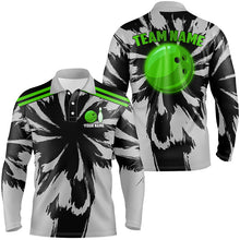 Load image into Gallery viewer, Black and Gray bowling Polo, Quarter Zip Shirt for Men Custom Green bowling ball Team Bowling jerseys NQS8145