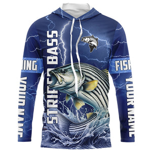 Striped Bass Fishing blue lightning jerseys custom performance Long Sleeve tournament fishing shirts NQS8148