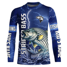 Load image into Gallery viewer, Striped Bass Fishing blue lightning jerseys custom performance Long Sleeve tournament fishing shirts NQS8148