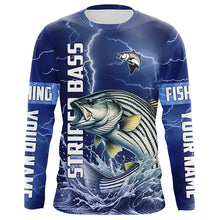 Load image into Gallery viewer, Striped Bass Fishing blue lightning jerseys custom performance Long Sleeve tournament fishing shirts NQS8148