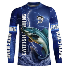 Load image into Gallery viewer, Catfish Fishing blue lightning jerseys custom performance Long Sleeve tournament fishing shirts NQS8149