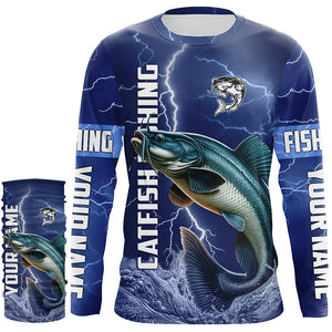 Catfish Fishing blue lightning jerseys custom performance Long Sleeve tournament fishing shirts NQS8149