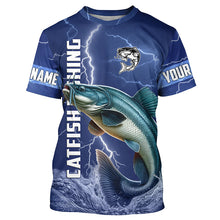 Load image into Gallery viewer, Catfish Fishing blue lightning jerseys custom performance Long Sleeve tournament fishing shirts NQS8149