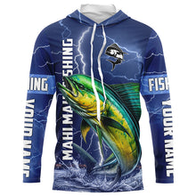 Load image into Gallery viewer, Mahi Mahi Fishing blue lightning jerseys custom performance Long Sleeve tournament fishing shirts NQS8150