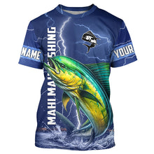 Load image into Gallery viewer, Mahi Mahi Fishing blue lightning jerseys custom performance Long Sleeve tournament fishing shirts NQS8150