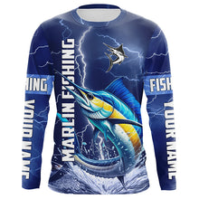 Load image into Gallery viewer, Marlin Fishing blue lightning jerseys custom performance Long Sleeve tournament fishing shirts NQS8151