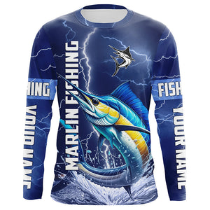 Marlin Fishing blue lightning jerseys custom performance Long Sleeve tournament fishing shirts NQS8151