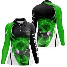 Load image into Gallery viewer, Womens golf polo shirt custom golf ball clubs, personalized golf gifts for ladies | Green NQS6257
