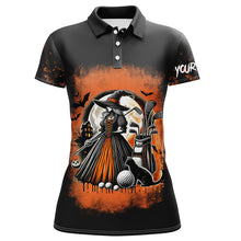 Load image into Gallery viewer, Black and Orange Witch golf Women golf polo shirts custom Halloween golf tops for ladies NQS8377