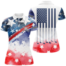 Load image into Gallery viewer, Watercolor American Flag Women golf polo shirt custom name patriotic team golf shirts for ladies NQS8827