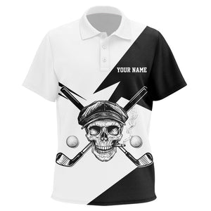 Black and White Skull golf clubs Kid golf polo shirts custom Skull golf tops personalized golf gifts NQS8830