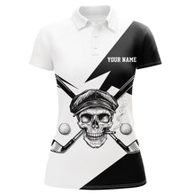 Load image into Gallery viewer, Black and White Skull golf clubs Women golf polo shirt custom Skull golf tops personalized golf gifts NQS8830