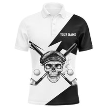 Load image into Gallery viewer, Black and White Skull golf clubs Men golf polo shirt custom Skull golf tops personalized golf gifts NQS8830