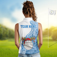Load image into Gallery viewer, White and Blue Ice pattern Women Christmas Golf Shirt Custom unique sleeveless golf polos for ladies NQS10968