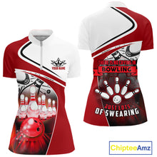Load image into Gallery viewer, Funny Bowling Shirts For Women custom name There is no crying in bowling just lots of swearing NQS11349