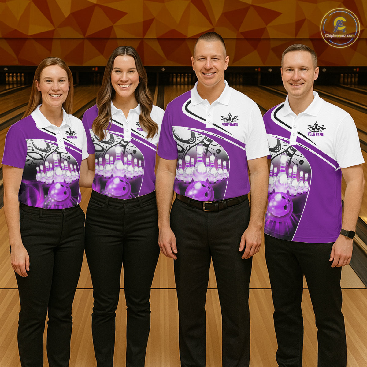 Funny Bowling Shirts For Men custom name There is no crying in bowling just lots of swearing | Purple NQS11351