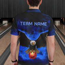 Load image into Gallery viewer, Personalized Blue Flame Eagle Custom Bowling Team Shirts For Mens, Fire Eagle Bowling League Jersey NQS9614