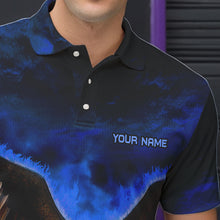 Load image into Gallery viewer, Personalized Blue Flame Eagle Custom Bowling Team Shirts For Mens, Fire Eagle Bowling League Jersey NQS9614
