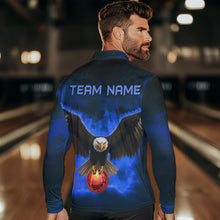 Load image into Gallery viewer, Personalized Blue Flame Eagle Custom Bowling Team Shirts For Mens, Fire Eagle Bowling League Jersey NQS9614