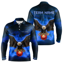 Load image into Gallery viewer, Personalized Blue Flame Eagle Custom Bowling Team Shirts For Mens, Fire Eagle Bowling League Jersey NQS9614