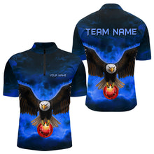 Load image into Gallery viewer, Personalized Blue Flame Eagle Custom Bowling Team Shirts For Mens, Fire Eagle Bowling League Jersey NQS9614
