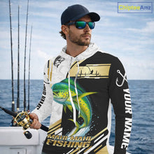 Load image into Gallery viewer, Personalized Mahi Mahi fishing shirts Custom sun protection Dorado fishing team jerseys | Gold NQS11687
