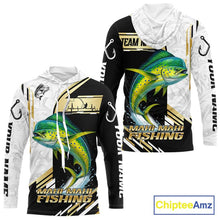 Load image into Gallery viewer, Personalized Mahi Mahi fishing shirts Custom sun protection Dorado fishing team jerseys | Gold NQS11687