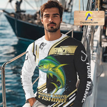 Load image into Gallery viewer, Personalized Mahi Mahi fishing shirts Custom sun protection Dorado fishing team jerseys | Gold NQS11687