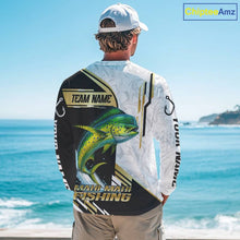 Load image into Gallery viewer, Personalized Mahi Mahi fishing shirts Custom sun protection Dorado fishing team jerseys | Gold NQS11687