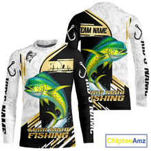 Load image into Gallery viewer, Personalized Mahi Mahi fishing shirts Custom sun protection Dorado fishing team jerseys | Gold NQS11687